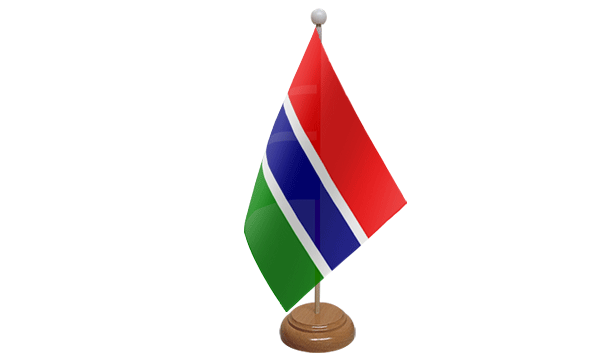 Gambia Small Flag with Wooden Stand